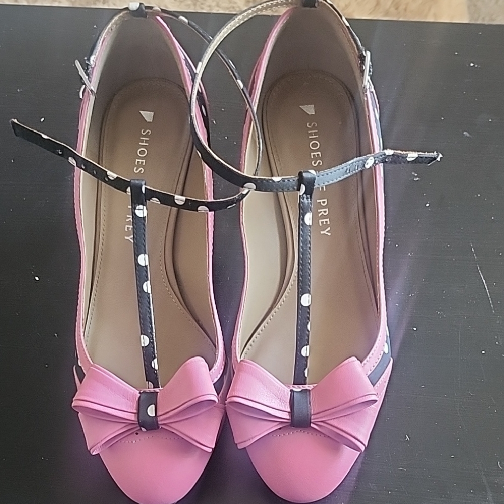 Shoes of Prey Pink and Black Bow Heels